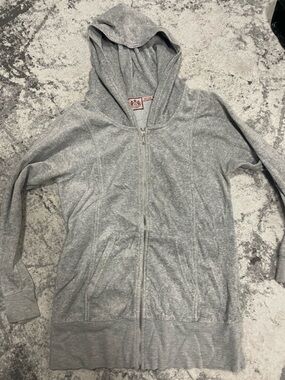 Juicy Couture Light Gray Full-Zip Hooded Cardigan